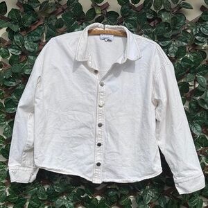 MARBLE White Casual Button Down Jean Jacket/Shirt